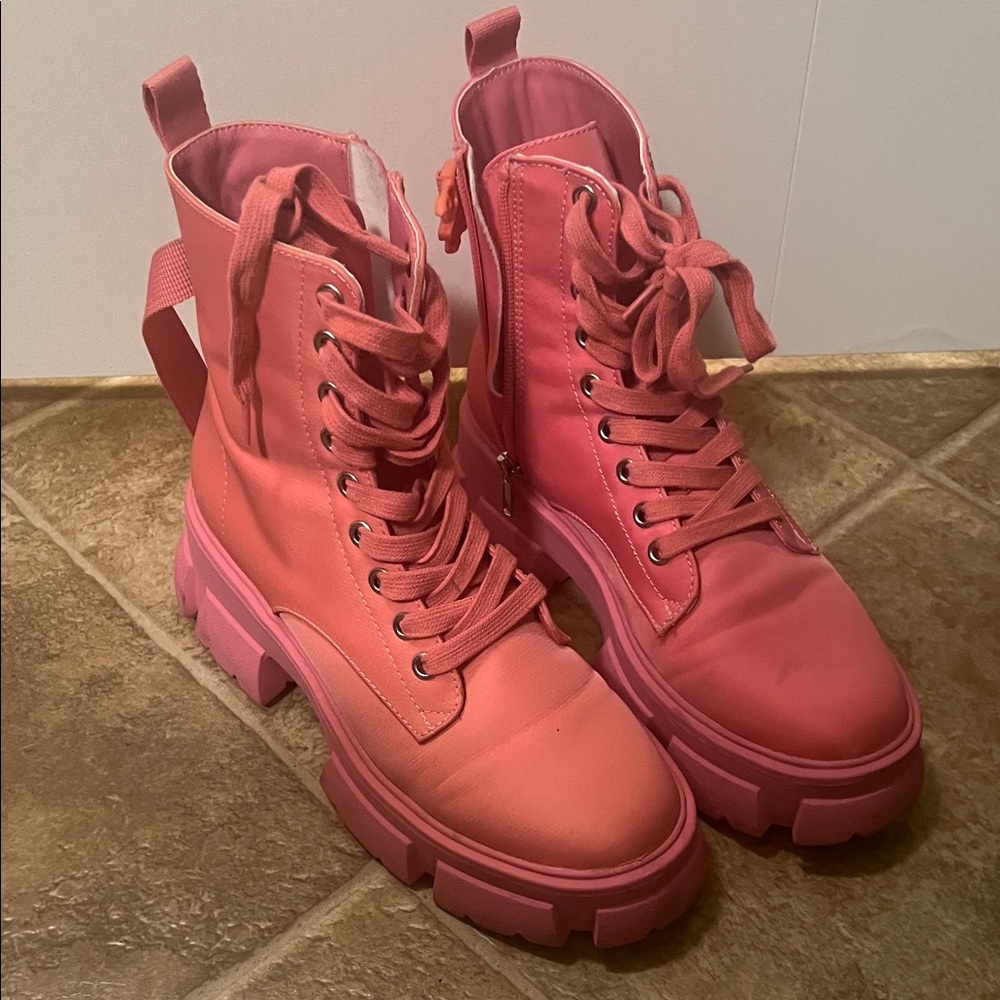Steve Madden Bold Pink Combat Boots